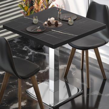 BM | Bistro Table | W:D:H 70 x 70 x 77 cm | Black marble / stainless steel | Foldable | Square