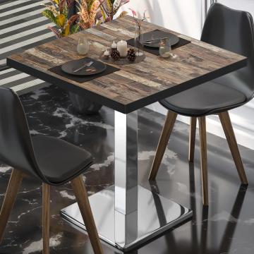BM | Bistro Table | W:D:H 60 x 60 x 77 cm | Vintage Old / stainless steel | Foldable | Square