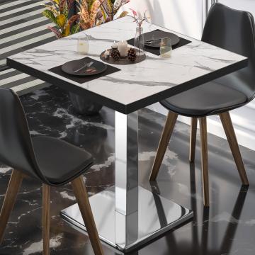 BM | Bistro Table | W:D:H 50 x 50 x 77 cm | White marble / stainless steel | Foldable | Square