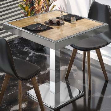 BM | Bistro Table | W:D:H 50 x 50 x 77 cm | Oak / stainless steel | Foldable | Square