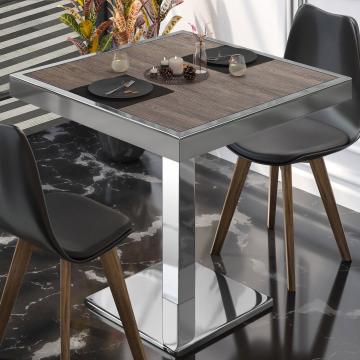 BM | Cafébord | B:D:H 60 x 60 x 77 cm | Lys wenge / rustfrit stål | Sammenfoldelig | Firkantet