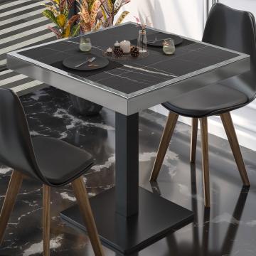 BM | Cafébord | B:D:H 60 x 60 x 77 cm | Sort marmor / sort | Sammenfoldelig | Firkantet