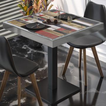 BM | Cafébord | B:D:H 60 x 60 x 77 cm | Vintagefarvet / sort | Sammenfoldelig | Firkantet