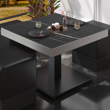 BM Bistro Lounge Table | 50x50xH41cm | Foldable | Black Marble/Black