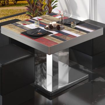 BM Bistro Lounge Table | 50x50xH41cm | Składany | Vintage Coloured/Stainless Steel