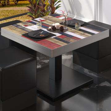 BM Bistro Lounge Table | 50x50xH41cm | Foldable | Vintage Colourful/Black