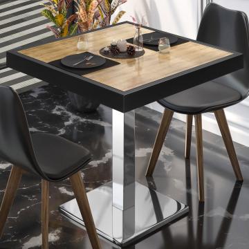 BM | Cafébord | B:D:H 60 x 60 x 77 cm | Eg / rustfrit stål | Sammenfoldelig | Firkantet