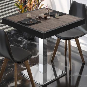 BM | Cafébord | B:D:H 60 x 60 x 77 cm | Lys wenge / rustfrit stål | Sammenfoldelig | Firkantet
