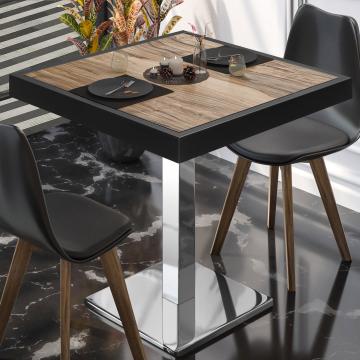 BM | Cafébord | B:D:H 60 x 60 x 77 cm | Sheesham / rustfrit stål | Sammenfoldelig | Firkantet