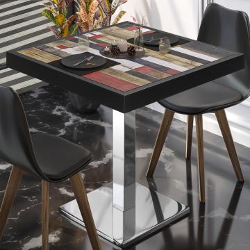 BM | Cafébord | B:D:H 60 x 60 x 77 cm | Vintagefarvet / rustfrit stål | Sammenfoldelig | Firkantet