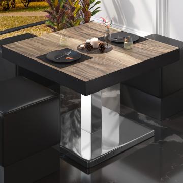 BM | Lavt café loungebord | B:T:H 50 x 50 x 41 cm | Sheesham / Rustfrit stål