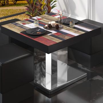 BM Bistro Lounge Table | 50x50xH41cm | Składany | Vintage Coloured/Stainless Steel