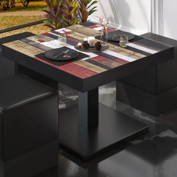 BM Bistro Lounge Table | 50x50xH41cm | Foldable | Vintage Colourful/Black