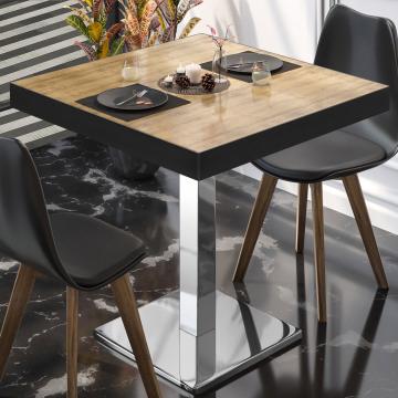 BM | Cafébord | B:D:H 60 x 60 x 77 cm | Eg / rustfrit stål | Sammenfoldelig | Firkantet
