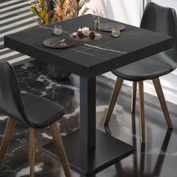 BM | Cafébord | B:D:H 60 x 60 x 77 cm | Sort marmor / sort | Sammenfoldelig | Firkantet