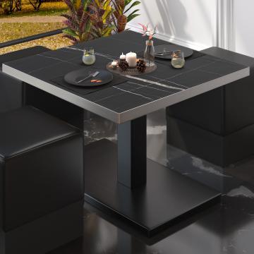 BM Bistro Lounge Table | 70x70xH41cm | Foldable | Black Marble/Black