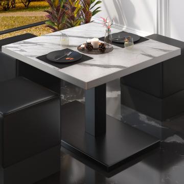 BM | Bistro lounge bord | B:D:H 70 x 70 x 41 cm | Vit marmor / Svart
