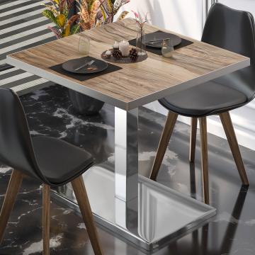 BM | Bistro Table | W:D:H 70 x 70 x 77 cm | Sheesham / stainless steel | Foldable | Square