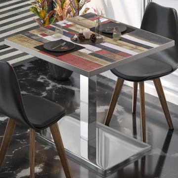 BM | Cafébord | B:D:H 70 x 70 x 77 cm | Vintage fargerikt / rustfritt stål | Sammenleggbar | Torget