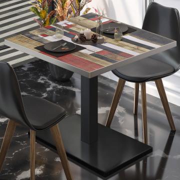 BM | Cafébord | B:D:H 70 x 70 x 77 cm | Vintage fargerik / svart | Sammenleggbar | Torget