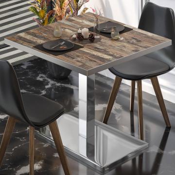 BM | Cafébord | B:D:H 70 x 70 x 77 cm | Vintage gammelt / rustfritt stål | Sammenleggbar | Torget