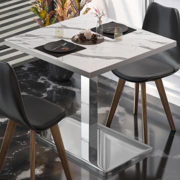 BM | Bistro table | W:D:H 70 x 70 x 77 cm | White marble / stainless steel | Folding | Square