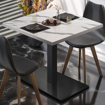 BM | Mesa para cafetería | An:Pr:Al 70 x 70 x 77 cm | Mármol blanco / negro | Plegable | Cuadrado