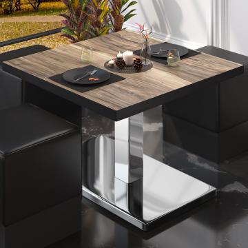 BM Bistro Lounge Table | 70x70xH41cm | Foldable | Sheesham/Stainless Steel