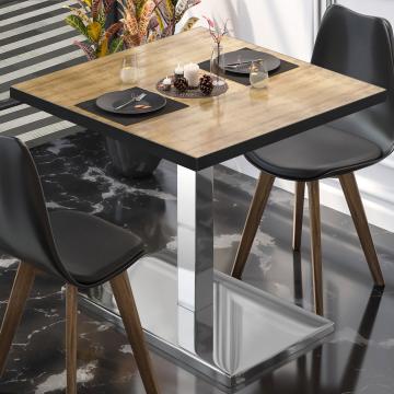 BM | Cafébord | B:D:H 70 x 70 x 77 cm | Eg / rustfrit stål | Sammenfoldelig | Firkantet