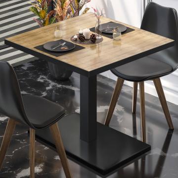 BM | Bistro Table | W:D:H 70 x 70 x 77 cm | Oak / Black | Foldable | Square