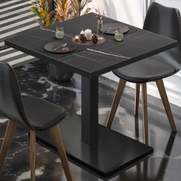 BM | Cafébord | B:D:H 70 x 70 x 77 cm | Sort marmor / sort | Sammenfoldelig | Firkantet