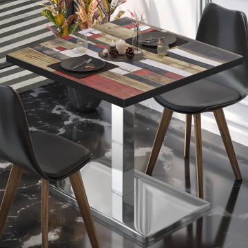 BM | Mesa para cafetería | An:Pr:Al 70 x 70 x 77 cm | Color vintage / acero inoxidable | Plegable | Cuadrado