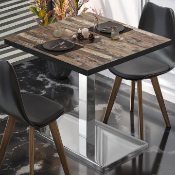 BM | Bistro Table | W:D:H 70 x 70 x 77 cm | Vintage Old / stainless steel | Foldable | Square