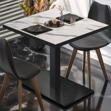 BM | Cafébord | B:D:H 70 x 70 x 77 cm | Hvid marmor / sort | Sammenfoldelig | Firkantet