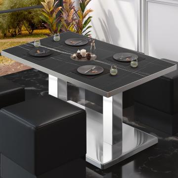 BM | Low Bistro Table | B:T:H 120 x 70 x 41 cm | Black Marble / Stainless Steel
