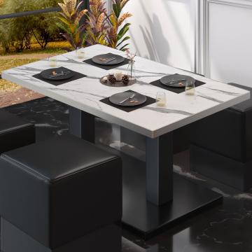 BM | Bistro Lounge Table | W:D:H 130 x 80 x 41 cm | Biały marmur / Stal nierdzewna