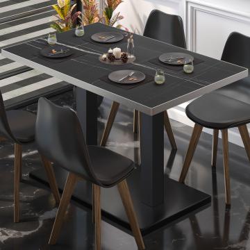 BM | Table de bistrot | L:P:H 110 x 60 x 75 cm | Marbre noir / Noir | Rectangulaire