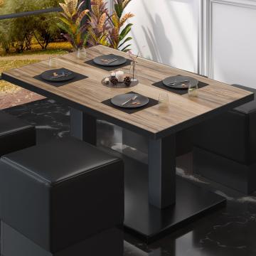 BM | Lavt café loungebord | B:T:H 130 x 80 x 41 cm | Sheesham / Rustfrit stål