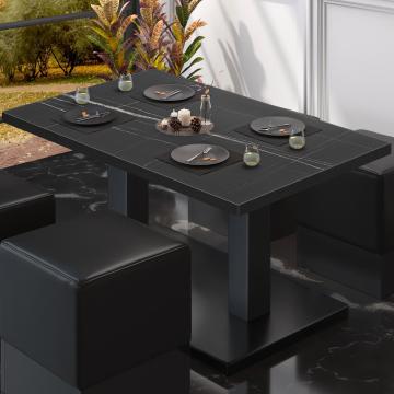 BM | Low Bistro Table | B:T:H 130 x 80 x 41 cm | Black Marble / Stainless Steel