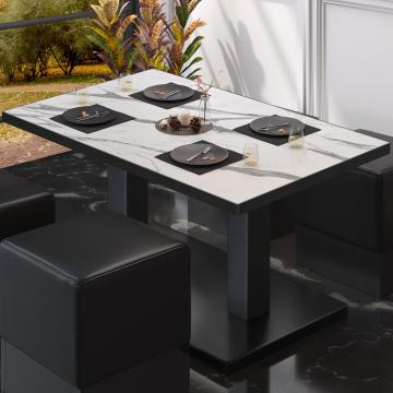 BM | Lavt café loungebord | B:T:H 130 x 80 x 41 cm | Hvid marmor
 / Rustfrit stål