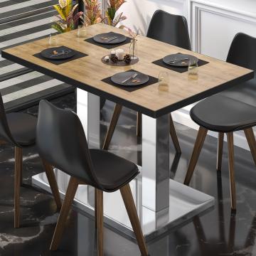 BM | Bistro table | W:D:H 130 x 80 x 75 cm | oak / stainless steel | rectangular