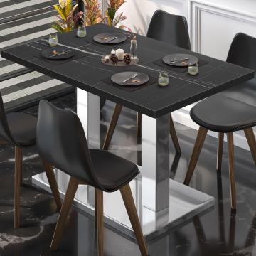 BM | Bistro-pöytä | L:S:K 120 x 70 x 75 cm | Musta marmori / ruostumaton teräs | Suorakaiteen muotoinen