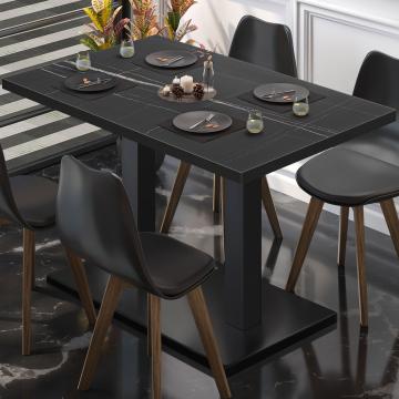 BM | Table de bistrot | L:P:H 110 x 60 x 75 cm | Marbre noir / Noir | Rectangulaire