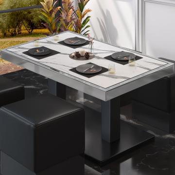 BM | Low Bistro Table | B:T:H 110 x 60 x 41 cm | White Marble / Black