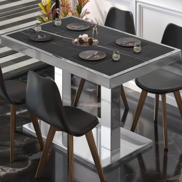BM | Mesa para cafetería | An:Pr:Al 110 x 60 x 77 cm | Mármol negro / acero inoxidable | Rectangular