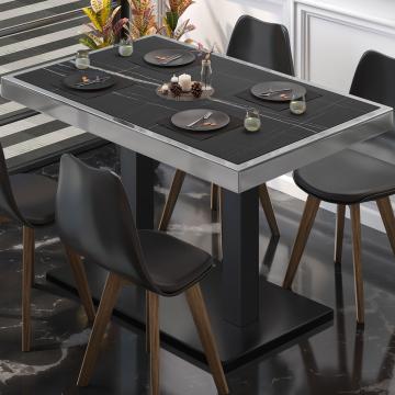 BM | Mesa para cafetería | An:Pr:Al 110 x 60 x 77 cm | Mármol negro / Negro | Rectangular