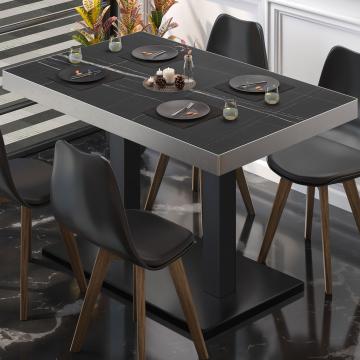 BM | Bistro Table | W:D:H 120 x 70 x 77 cm | Black Marble / Black | Rectangular