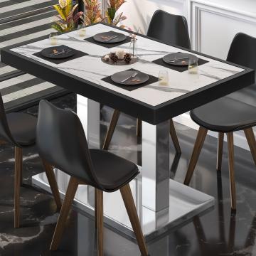 BM | Cafébord | B:D:H 110 x 60 x 77 cm | Hvit marmor / rustfritt stål | Rektangulær