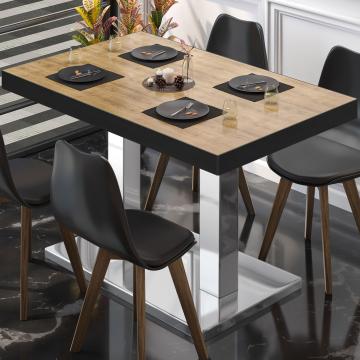 BM | Cafébord | B:D:H 110 x 60 x 77 cm | Eik / rustfritt stål | Rektangulær