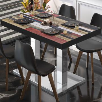 BM | Cafébord | B:D:H 110 x 60 x 77 cm | Vintage fargerikt / rustfritt stål | Rektangulær